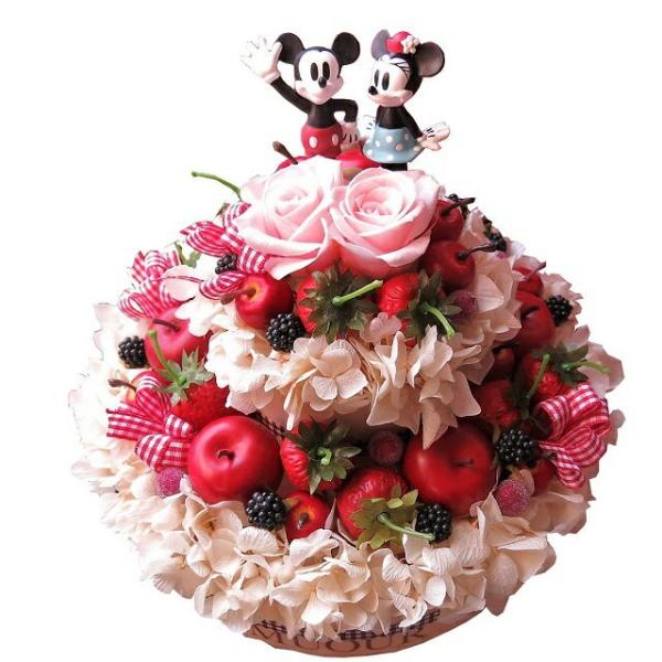 お誕生日 ディズニー ミッキー ミニー入り 花 フラワーケーキ フルーツいっぱいのケーキのプリザーブドフラワー 7号サイズ ホワイト2段 ノーマルピック Buyee Servicio De Proxy Japones Buyee Compra En Japon