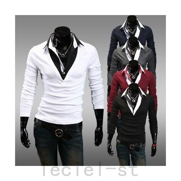 秋冬メンズセーター重ね着風メンズセーター襟付きニットメンズニット長袖シャツ通学 通勤トレーナーおしゃれの価格と最安値 おすすめ通販を激安で