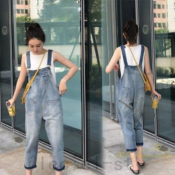 サロペットパンツ オーバーオール デニム ゆったり ハイウエスト レディース カジュアル ヴィンテージ加工 21夏コーデ 無地 復古風 デイリー コーデ Mag 0q3tyz0u Leciel 通販 Yahoo ショッピング