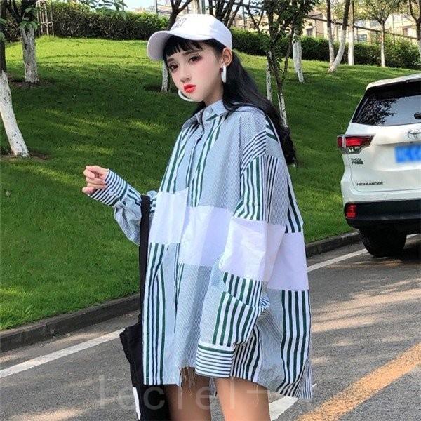 21新作韓国 原宿系 レディース ファッション ボーダー柄 長袖 シャツ ブラウス カラフル ダンス 衣装 Shi 3cjcfi4n Leciel 通販 Yahoo ショッピング