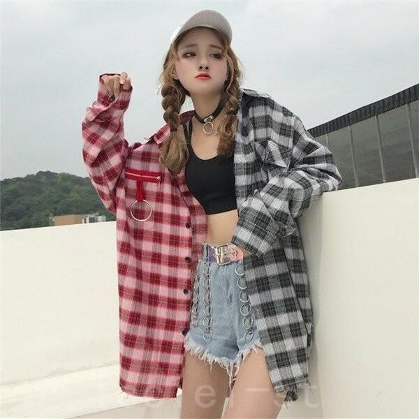 21新作韓国流 原宿 ファッション レディース チェック柄 レッドｘブラック イエローｘブラック Shi Kah3dcr3 Leciel 通販 Yahoo ショッピング