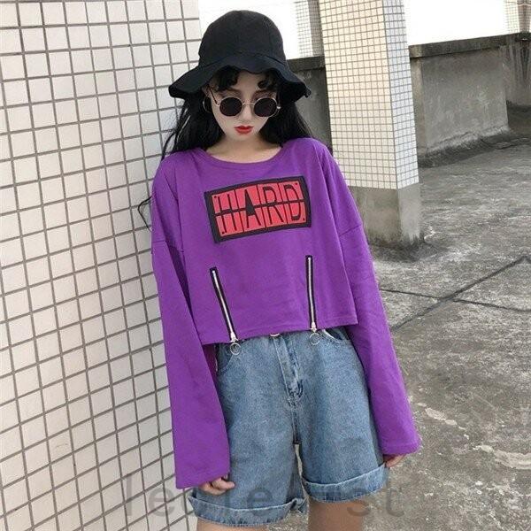21新作韓国 ファッション 原宿 レディース ショート丈 長袖 Tシャツ カラフル ダンス 衣装 派手カワ Shi Mxfys0uf Leciel 通販 Yahoo ショッピング