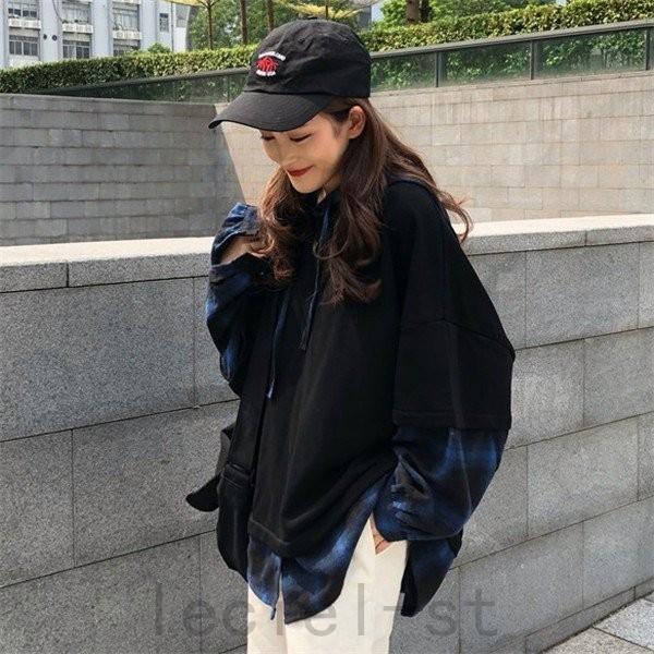 21新作韓国 ファッション レディース 重ね着風 長袖 パーカー カラフル ダンス 衣装 派手 カワ 服 Shi Ohuhpl1t Leciel 通販 Yahoo ショッピング