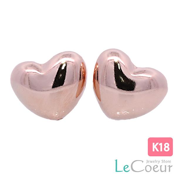 5mm ハートピアス ぷっくり 大きめ ハート K18PG 両耳 1ペア ピアス