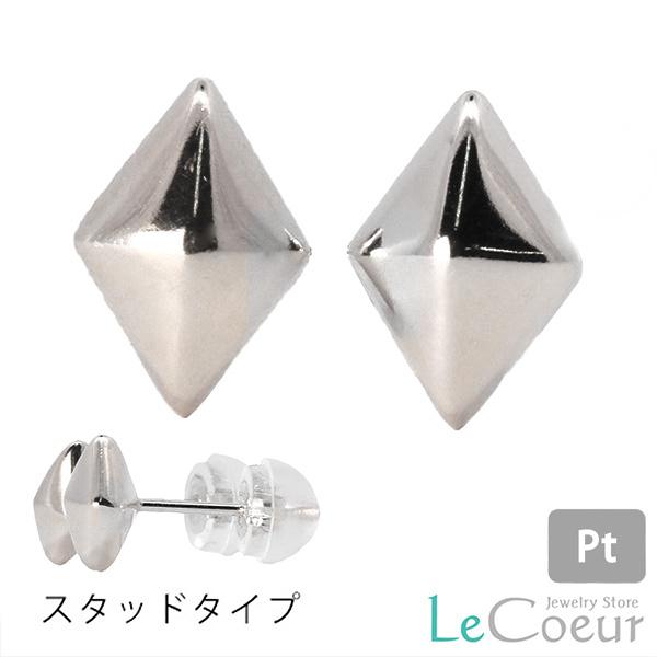 プラチナ ピアス ひし形 両耳 1ペア セカンドピアス ワンポイント