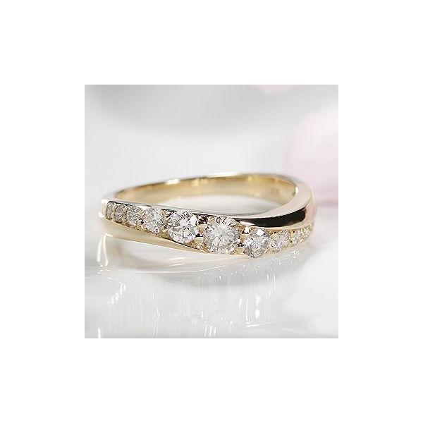 18�� �_�C�������h �E�F�[�u �����O �C�G���[�S�[���h �s���N�S�[���h �z���C�g�S�[���h K18YG PG WG 0.5ctUP�@�w�ց@���f�B�[�X �M�t�g �z���C�g�f�[