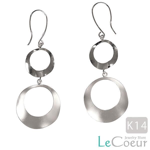 爆買 ピアス K14WG 地金 フックピアス 両耳 レディース おしゃれ