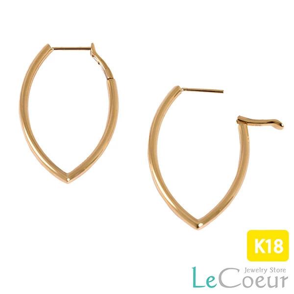 18金 ゴールド パイプフープ　ピアス　両耳18K ピアス 18金 ブイ字 パイプ フープピアス シンプル 両耳 V字 輪っか