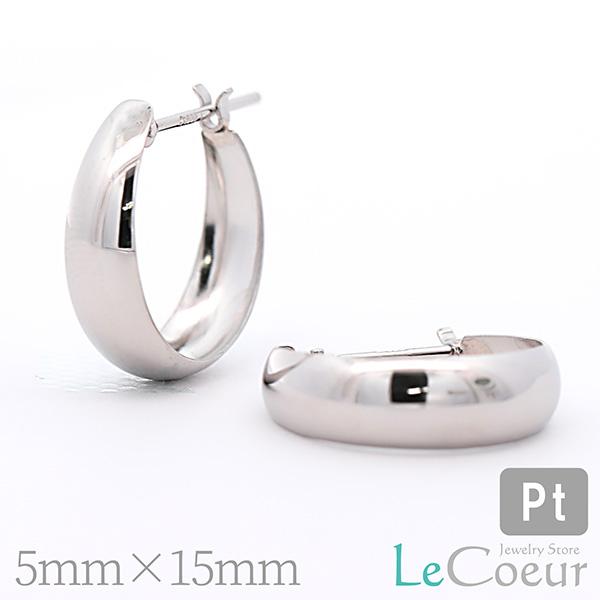 月甲 ピアス pt900 地金ピアス プラチナ フープ 5mm×15mm 太め 両耳 