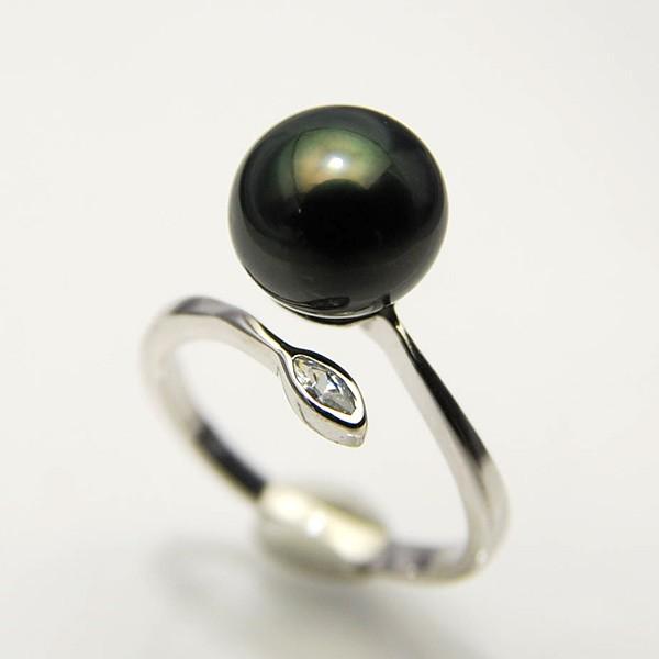 てり色特級版 9mm 黒蝶真珠 フリーサイズ リング 艶めく黒で大人の魅力