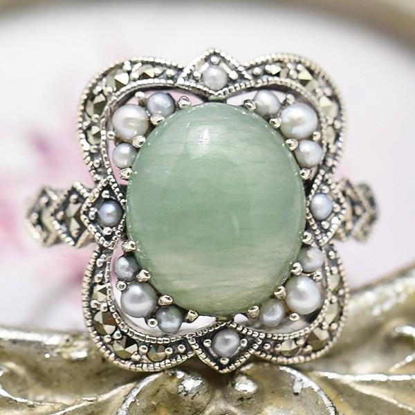 碌山 翡翠&シードパールリング RP 204R0329-TY : ルコリエYahoo!店