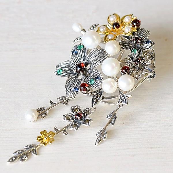 碌山 淡水真珠 天然石 桜 ブローチペンダント 和デザイン ゴージャスに咲くアンティークデザイン Rp 704c0023 g ルコリエyahoo 店 通販 Yahoo ショッピング