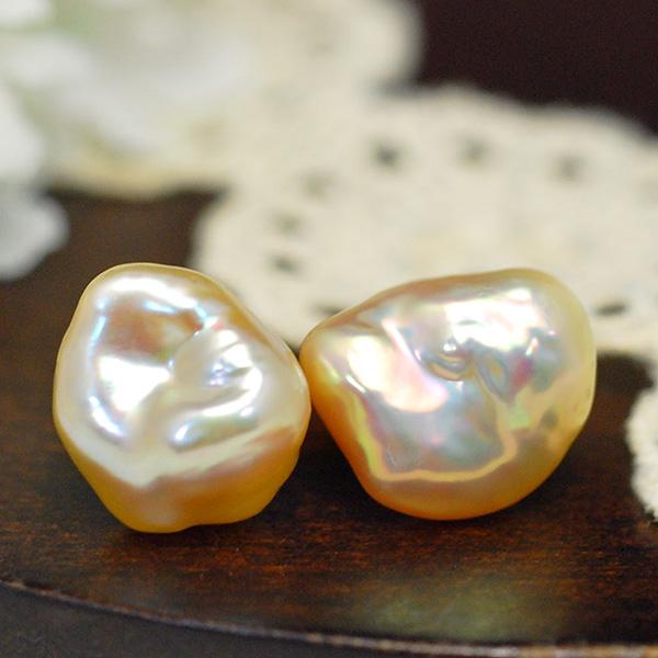 サイズアップ版】 メタリックバロック淡水真珠ピアス イヤリング