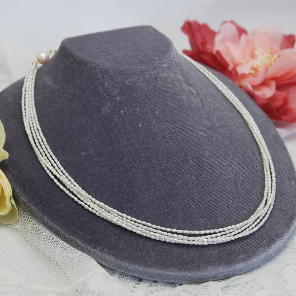 極小 淡水真珠 ケシパール 5連 ネックレス 繊細で華やかなエレガント