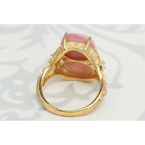 碌山 ピンクオパールリング ロマンチックなクラシカルデザイン