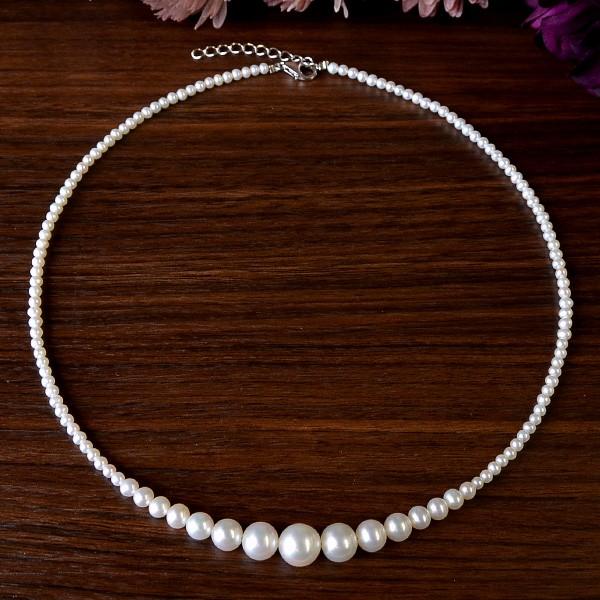 ホワイト パール グラデーション ネックレス 8mm 特級 淡水真珠 