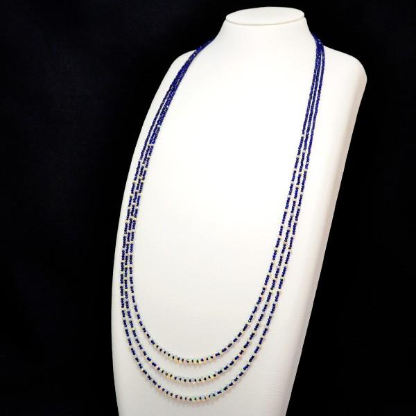 「ハーキマークオーツとラピスラズリーにシルバー玉」ネックレス(3) ハーキマークオーツとラピスラズリーにシルバー玉」ネックレス(3)