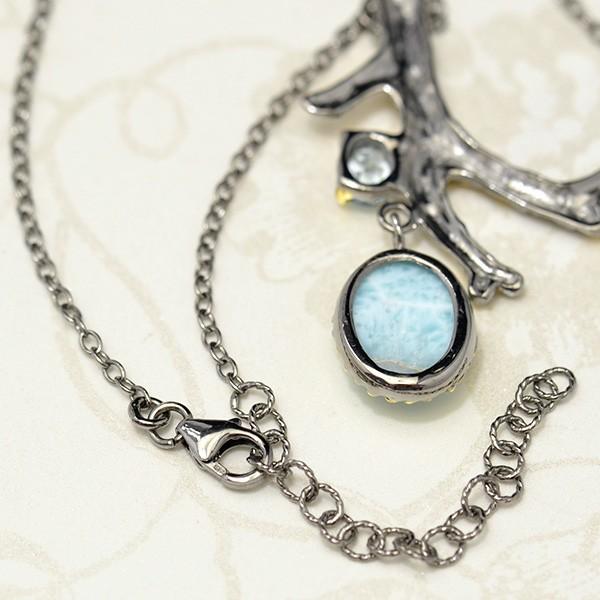 ラリマー&ブルートパーズペンダントネックレス 海のような青が揺らめく