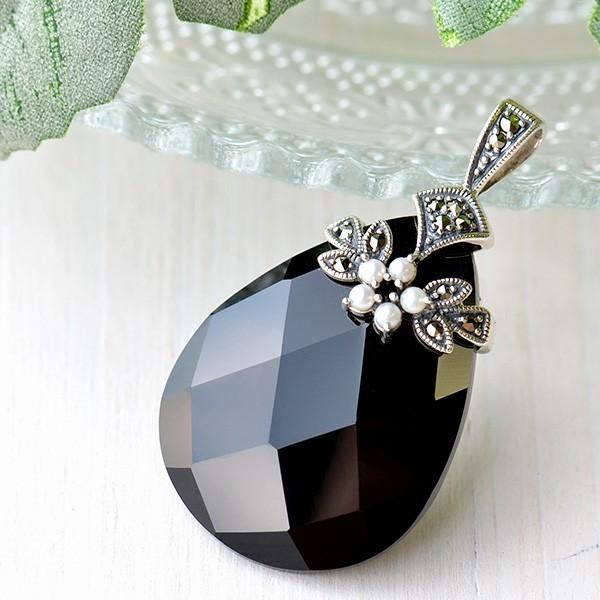 碌山 オニキス ペンダントトップ リバーシブル でも使える キラキラ