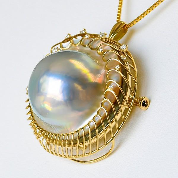 新品未使用 タサキ マベ養殖真珠 約14mm ブローチ&ペンダントトップ