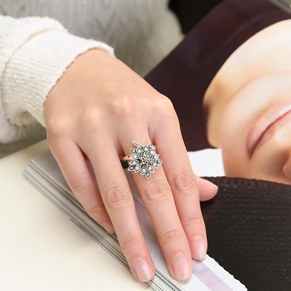 碌山 シードパール フラワー リング クラシカルで上品なでしこの花 RP
