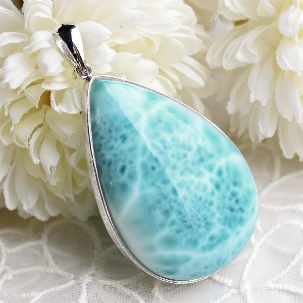 ◆【美品】ラリマー ペンダントトップ チェーン セット ラリマーペンダントトップ