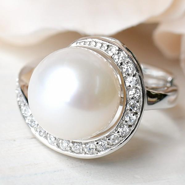 11mm 淡水真珠 フリーサイズ リング 存在感抜群大珠パール！キラキラ 
