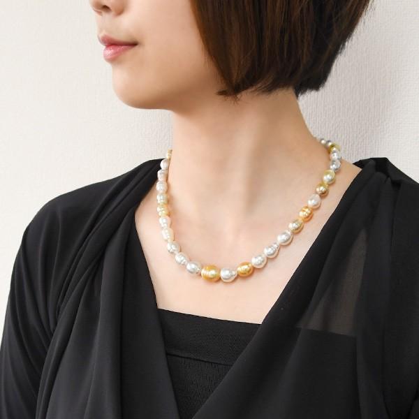 12mm マルチカラー バロック 白蝶真珠 ネックレス 美しいナチュラル