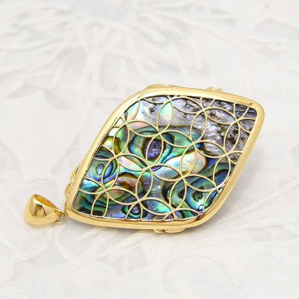 特大 ブルー マベ真珠 ダイヤモンド K18YG ペンダントトップ