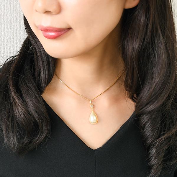 ゴールド マベ真珠 ドロップ ペンダントトップ 華やかなハニーゴールド 