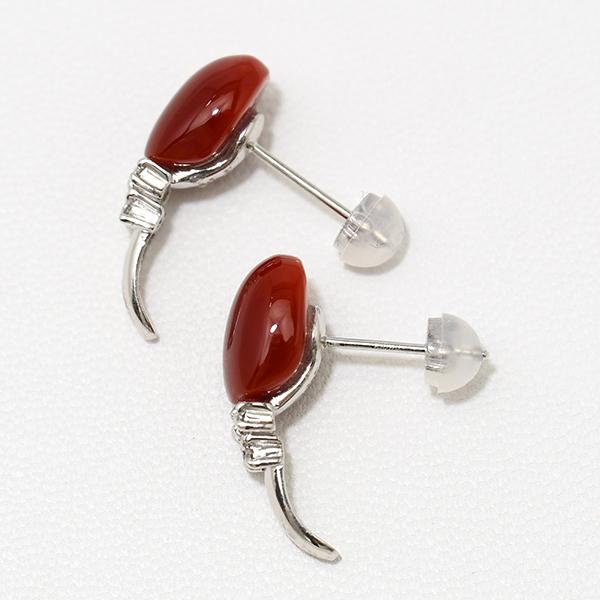 血赤珊瑚 ダイヤモンド ピアス/イヤリング K18 K14 WG 深い極上 血赤珊瑚 ダイヤモンド ピアス/イヤリング K18 K14 WG 深い極上