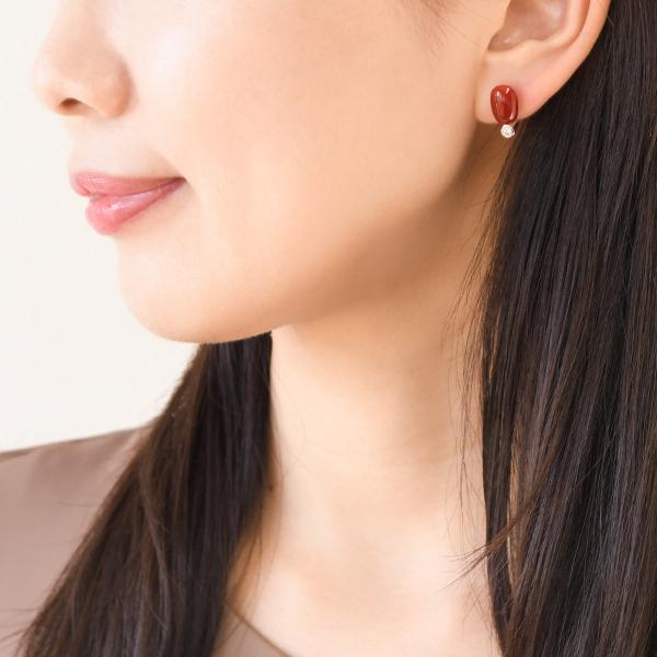 血赤珊瑚 ダイヤモンド ピアス/イヤリング K18 K14 WG 深い極上 血赤珊瑚 ダイヤモンド ピアス/イヤリング K18 K14 WG 深い極上