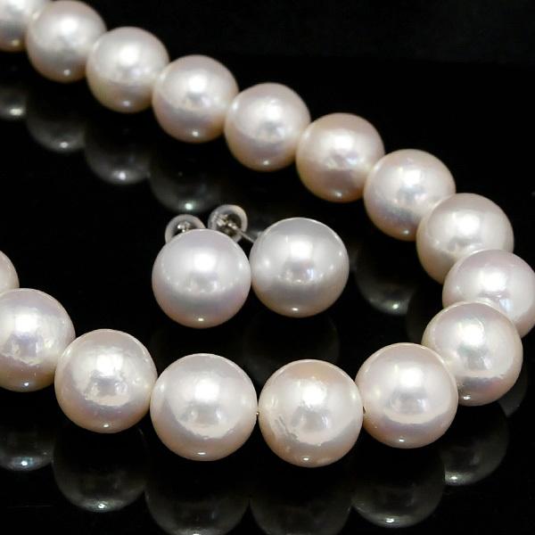 サイズアップ版】13mm てり特級 淡水真珠 ネックレス ピアス