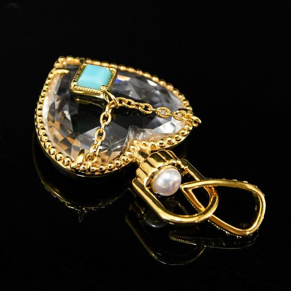 初回チェーンプレゼント 碌山 ハート クリスタル ターコイズ 香水瓶