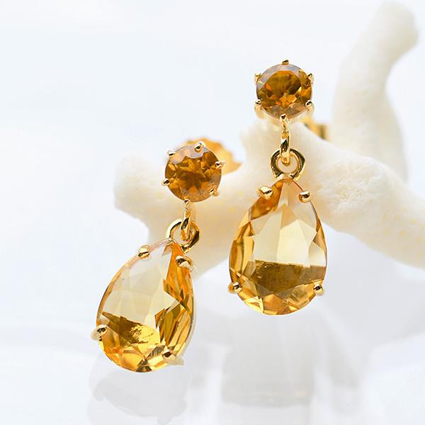 碌山 シトリン ピアス 黄金色にきらめく華やか天然石 RP 201E0097-1-CT