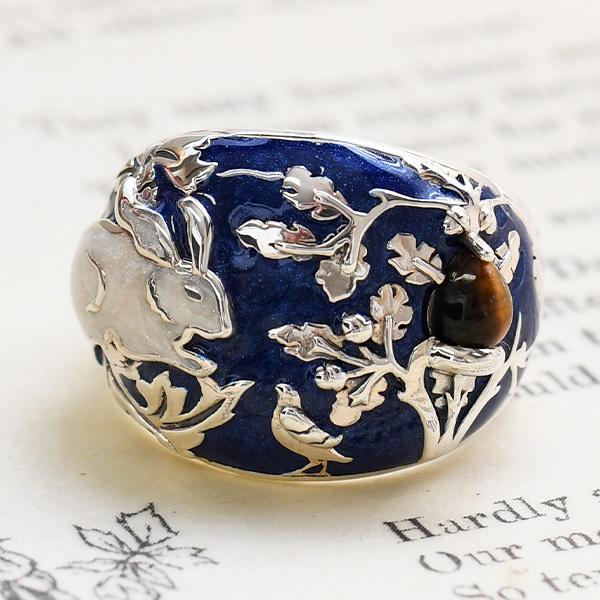 碌山 ウィリアムモリス 兄弟うさぎ タイガーアイ リング ウイリアム