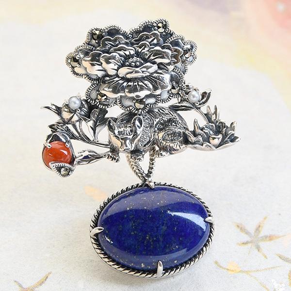 在庫限り 完売次第終了ぽっきりsale 碌山 ラピスラズリ 珊瑚 眠り猫 ブローチペンダント Rp 4c1326 Ty 累計販売2万枚突破 Istx Edu Ec