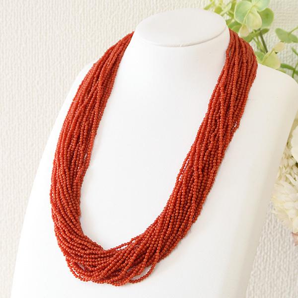 地中海 赤珊瑚 25連 ネックレス 希少な素材をたっぷりと贅沢に サルジ