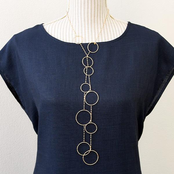 K18YG サークル ラリエット ロングネックレス イエローゴールド