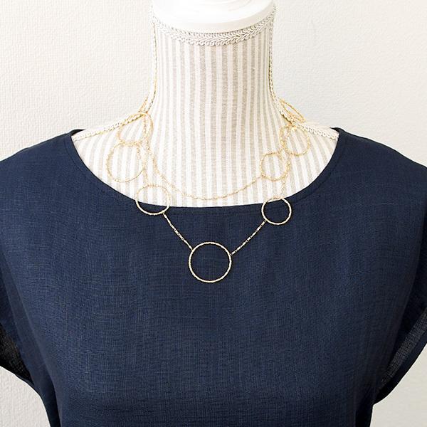 K18YG サークル ラリエット ロングネックレス イエローゴールド