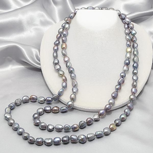 現品限り】 130cm バロックパール ロングネックレス ミステリアス  