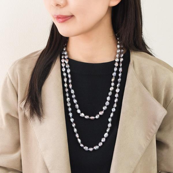 現品限り】 130cm バロックパール ロングネックレス ミステリアス 