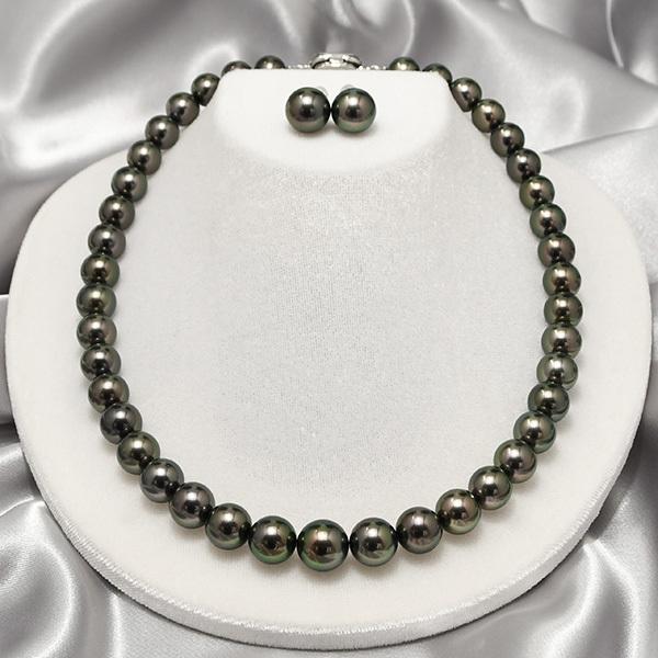 11mm 黒蝶真珠 ネックレス ピアス イヤリング セット 鑑別書付 11mm 黒蝶真珠 ネックレス ピアス イヤリング セット 鑑別書付