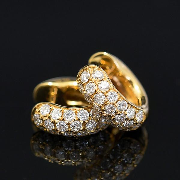 K18YG ダイヤモンド フープピアス 耳元を煌めかせるダイヤの輝き RE