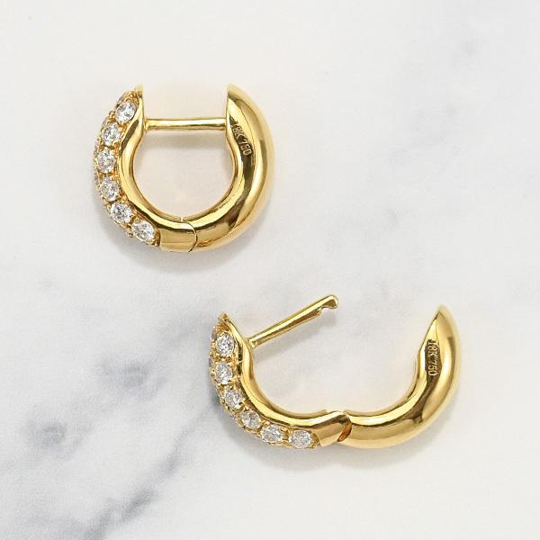 K18YG ダイヤモンド フープピアス 耳元を煌めかせるダイヤの輝き RE