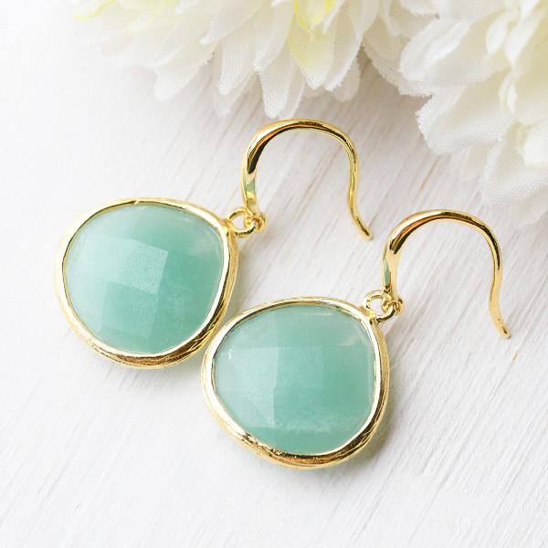 【❄︎ミント❄︎】アマゾナイトのデザインピアス インプレスミー アマゾナイト クローバーデザイン ラブリー