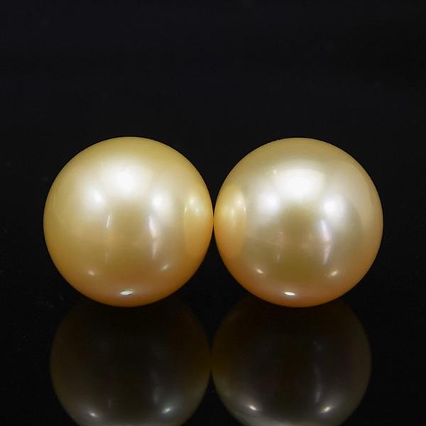 15mm シャンパンゴールド 白蝶真珠 ピアス イヤリング 鑑別書付き