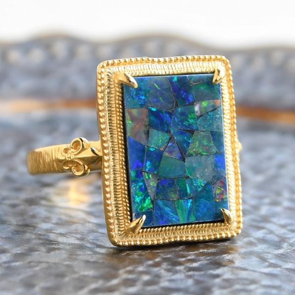 碌山 モザイクオパール リング RP 202R1053-GP-TY : ルコリエYahoo!店