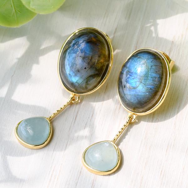 り*な様 未使用 agete ピアスチャーム ラブラドライト シェル