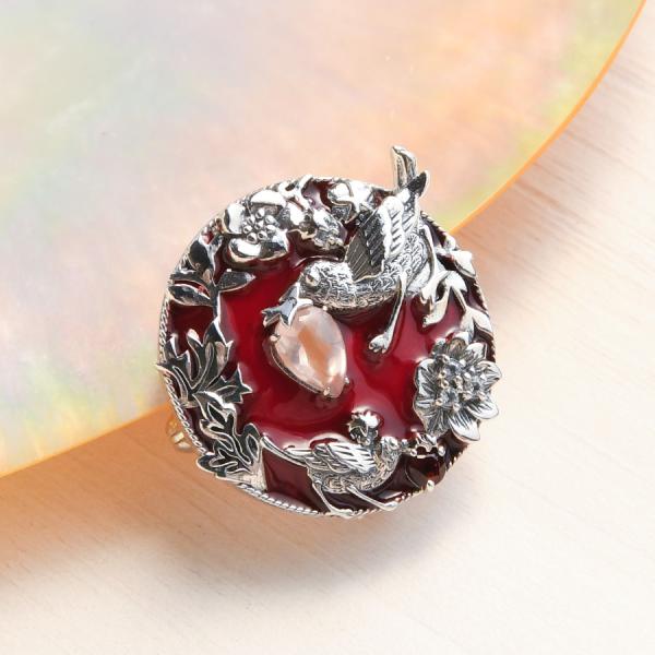 ウィリアム モリス 碌山 いちご泥棒 silver ローズクウォーツ　リング 碌山 ウィリアムモリス いちご泥棒 ローズクォーツ リング 国内